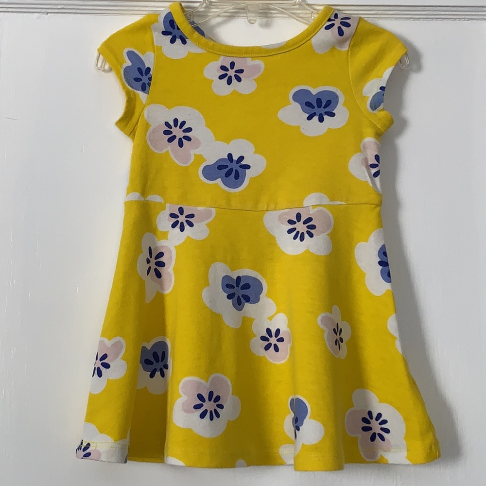 Cat & Jack Yellow Swing Dress White Flowers 18M